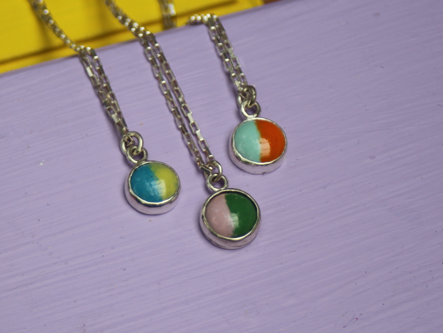 Moitié Necklace in Aqua and Orange
