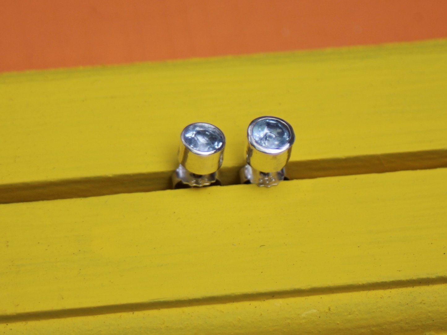 Reclaimed Blue Topaz Stud earrings in Sterling Silver