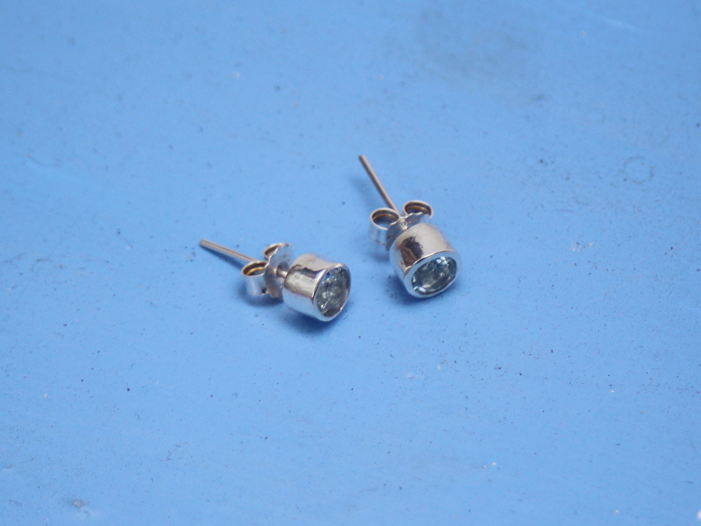 Reclaimed Blue Topaz Stud earrings in Sterling Silver