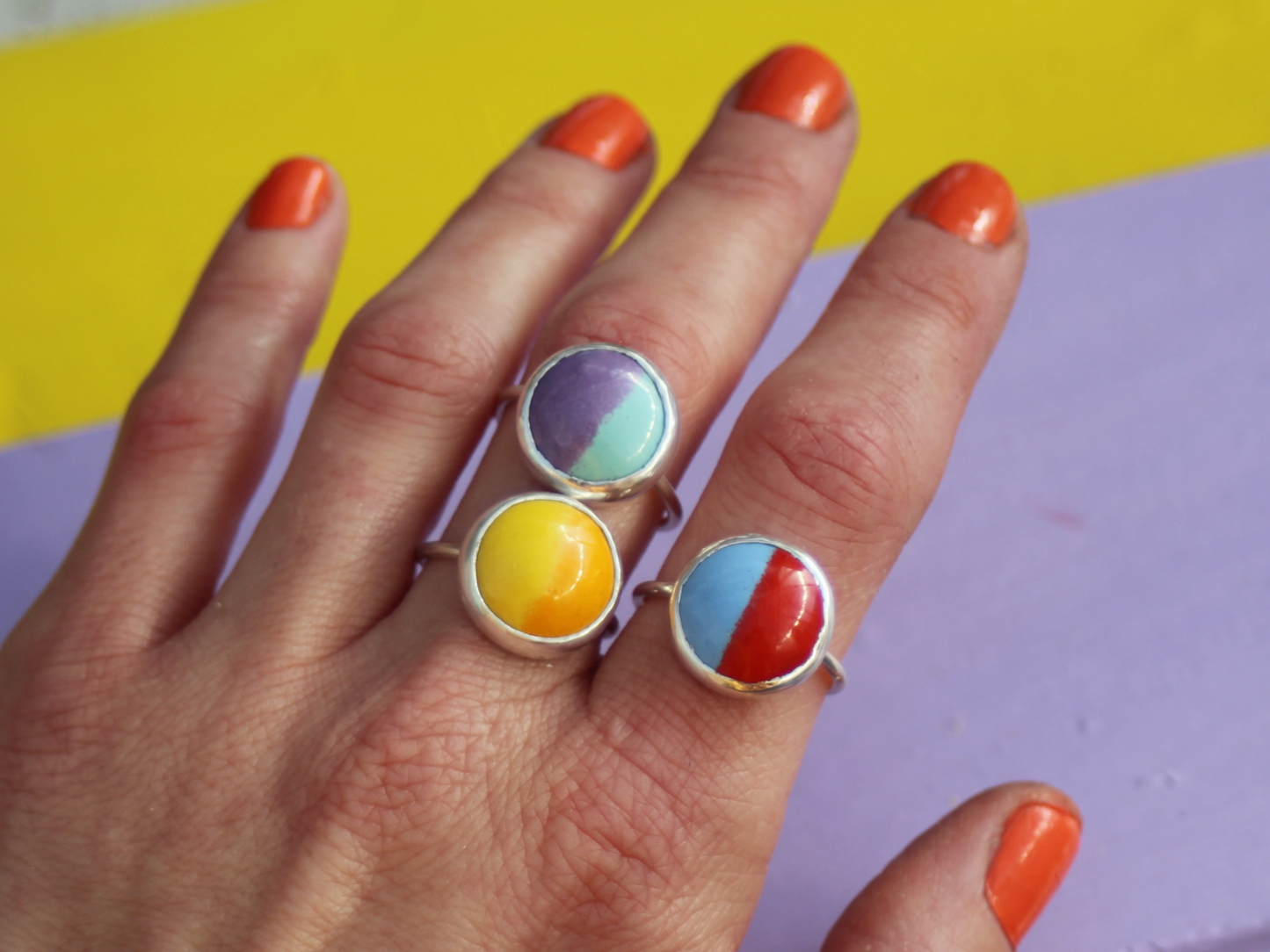 Moitié Ring in Aqua and Lavender