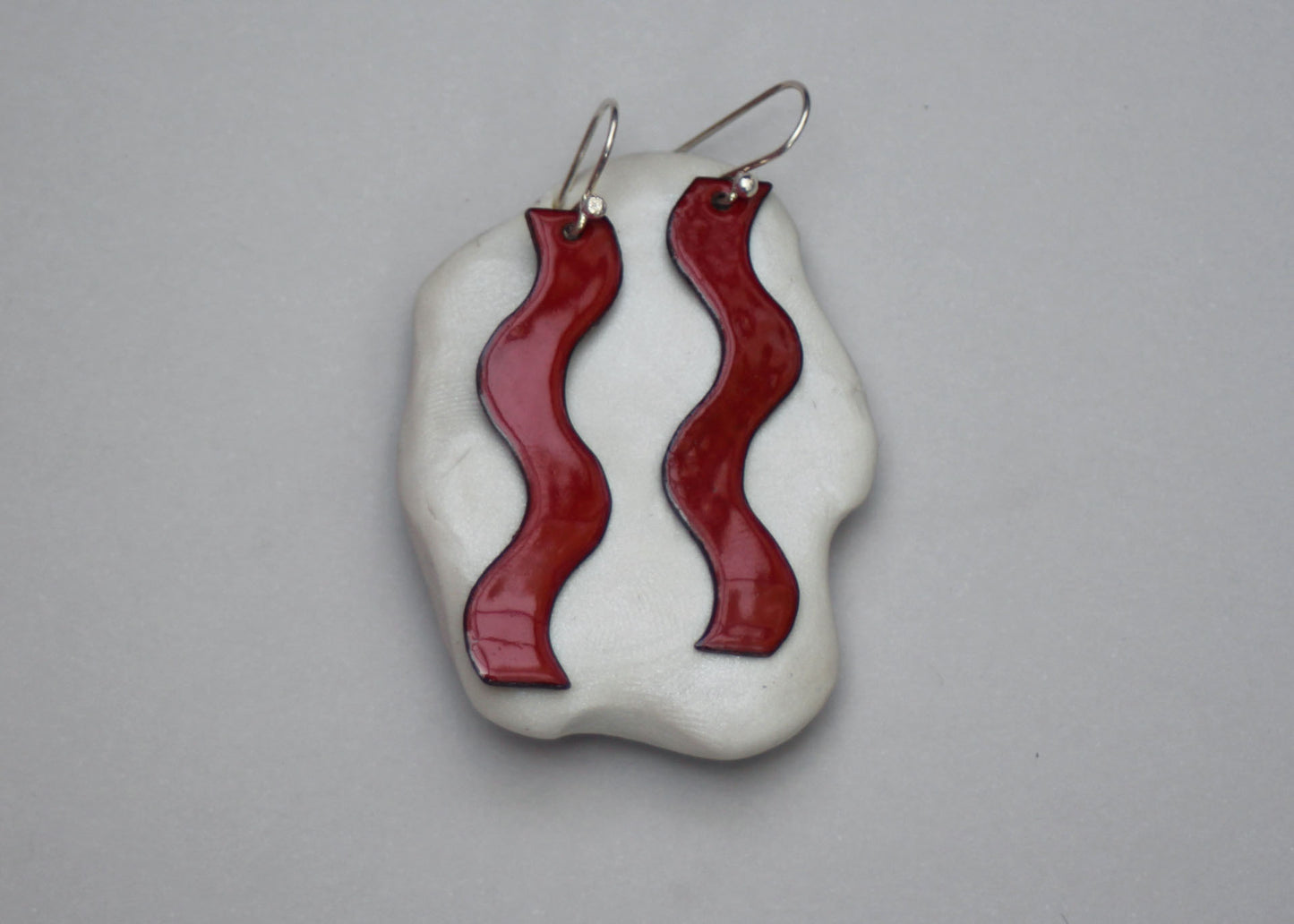 Wavy Copper Enamel Earrings in Scarlett