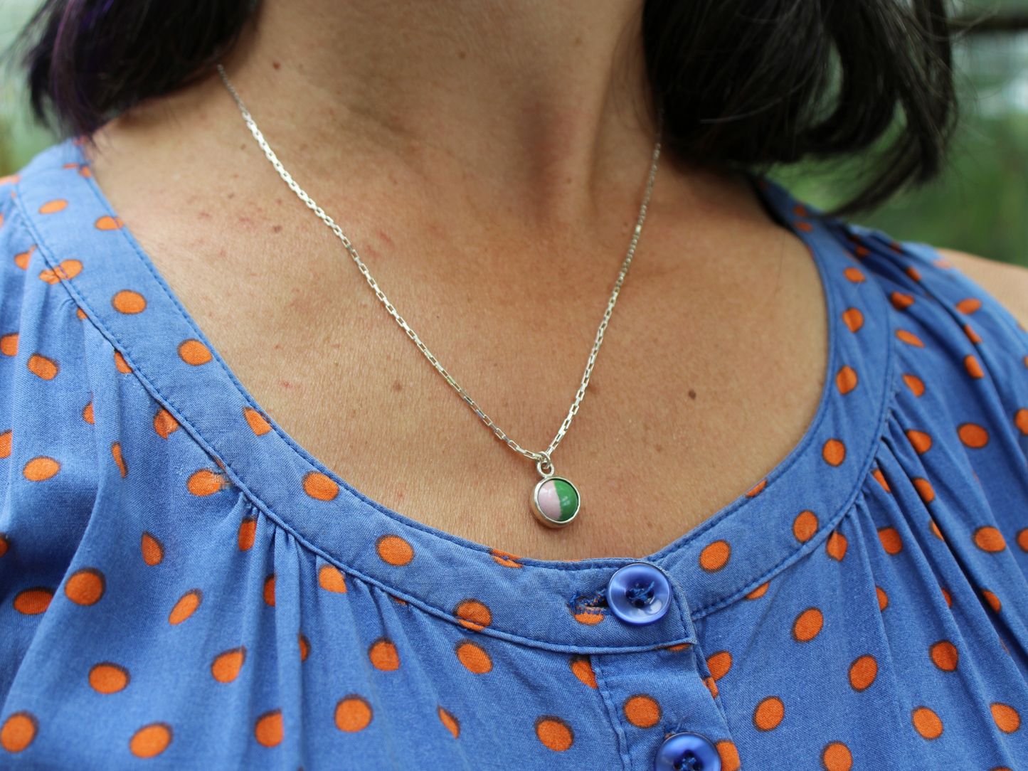 Moitié Necklace in Pink and Green
