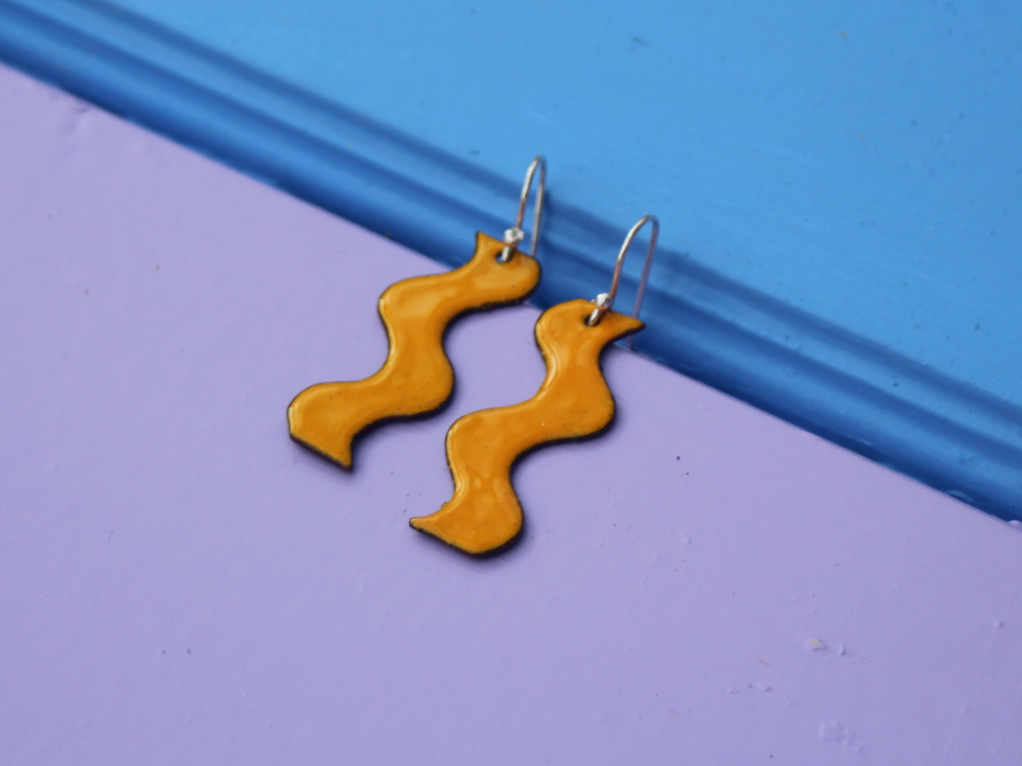 Shimmy Copper Enamel Earrings in Marigold