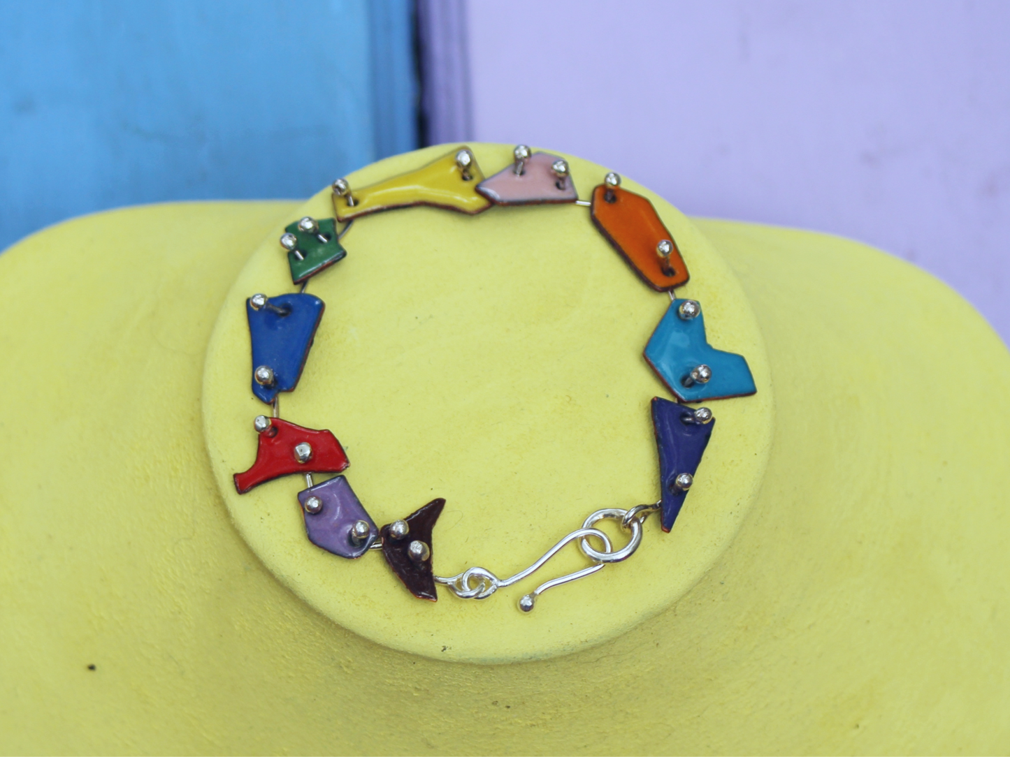 Tessera Copper Enamel Bracelet in rainbow