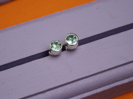 Reclaimed Blue Topaz Stud earrings in Sterling Silver