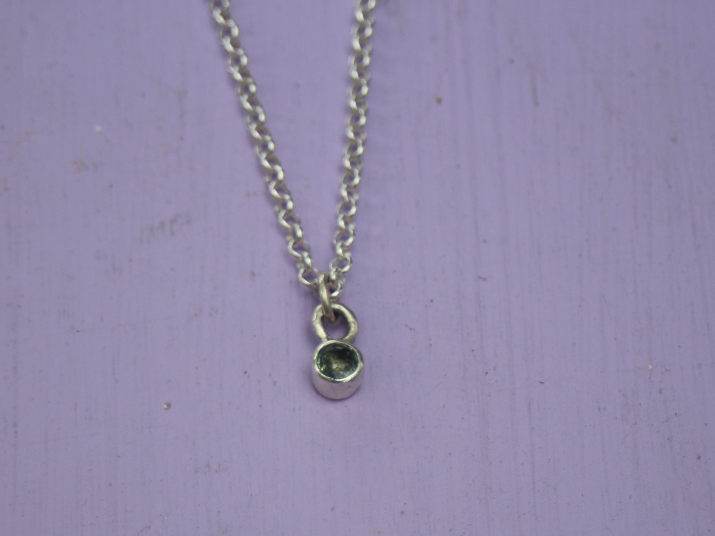 Little Sparkler necklace with reclaimed green sapphire