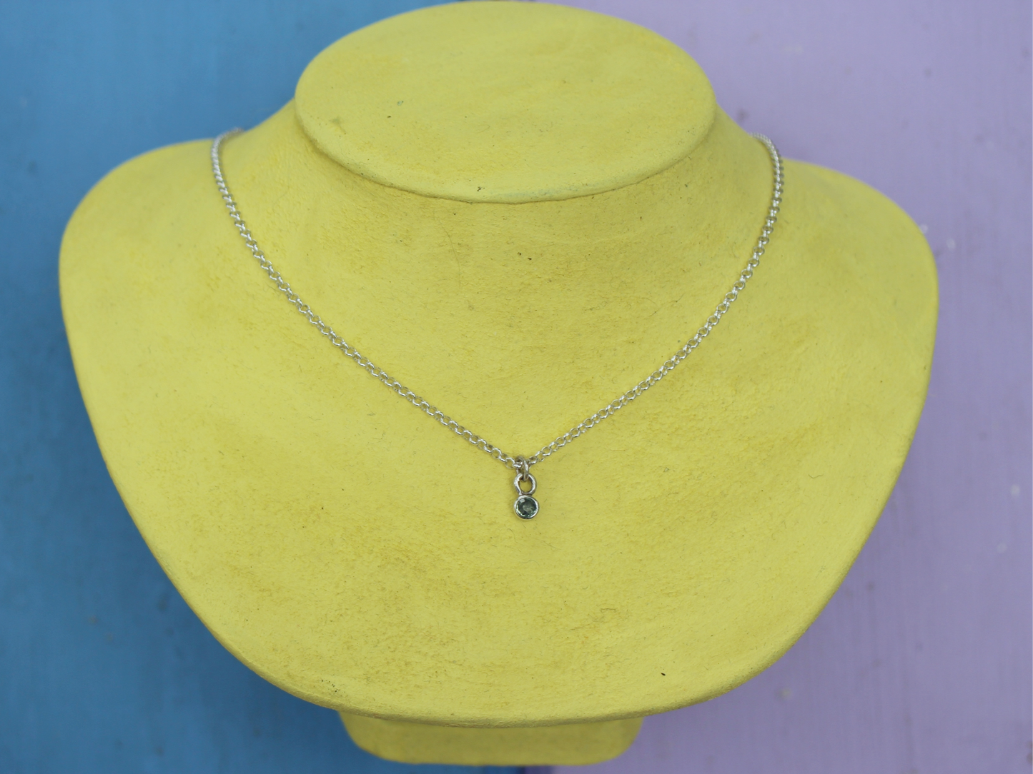 Little Sparkler necklace with reclaimed green sapphire
