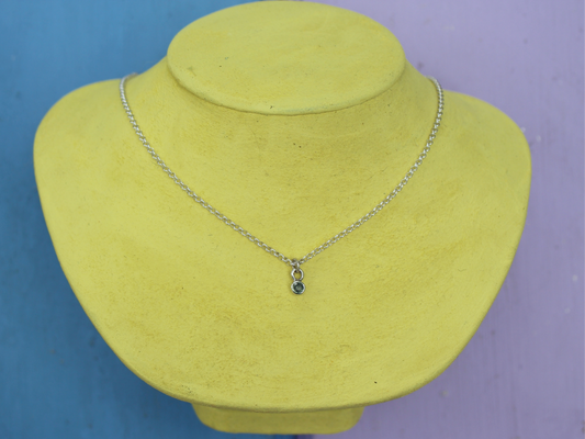 Little Sparkler necklace with reclaimed green sapphire