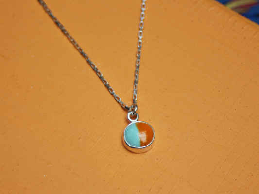 Moitié Necklace in Aqua and Orange