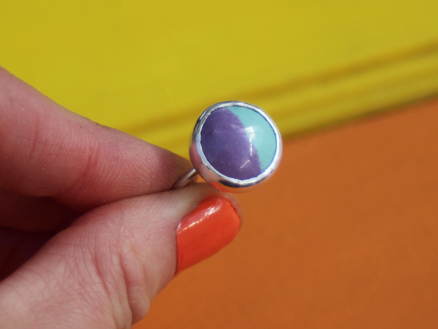 Moitié Ring in Aqua and Lavender