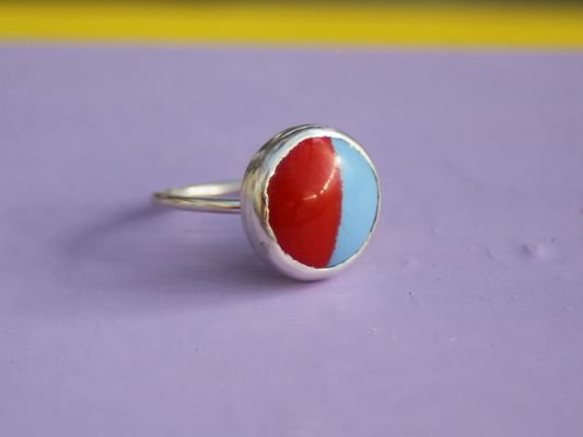 Moitié Ring in Red and blue