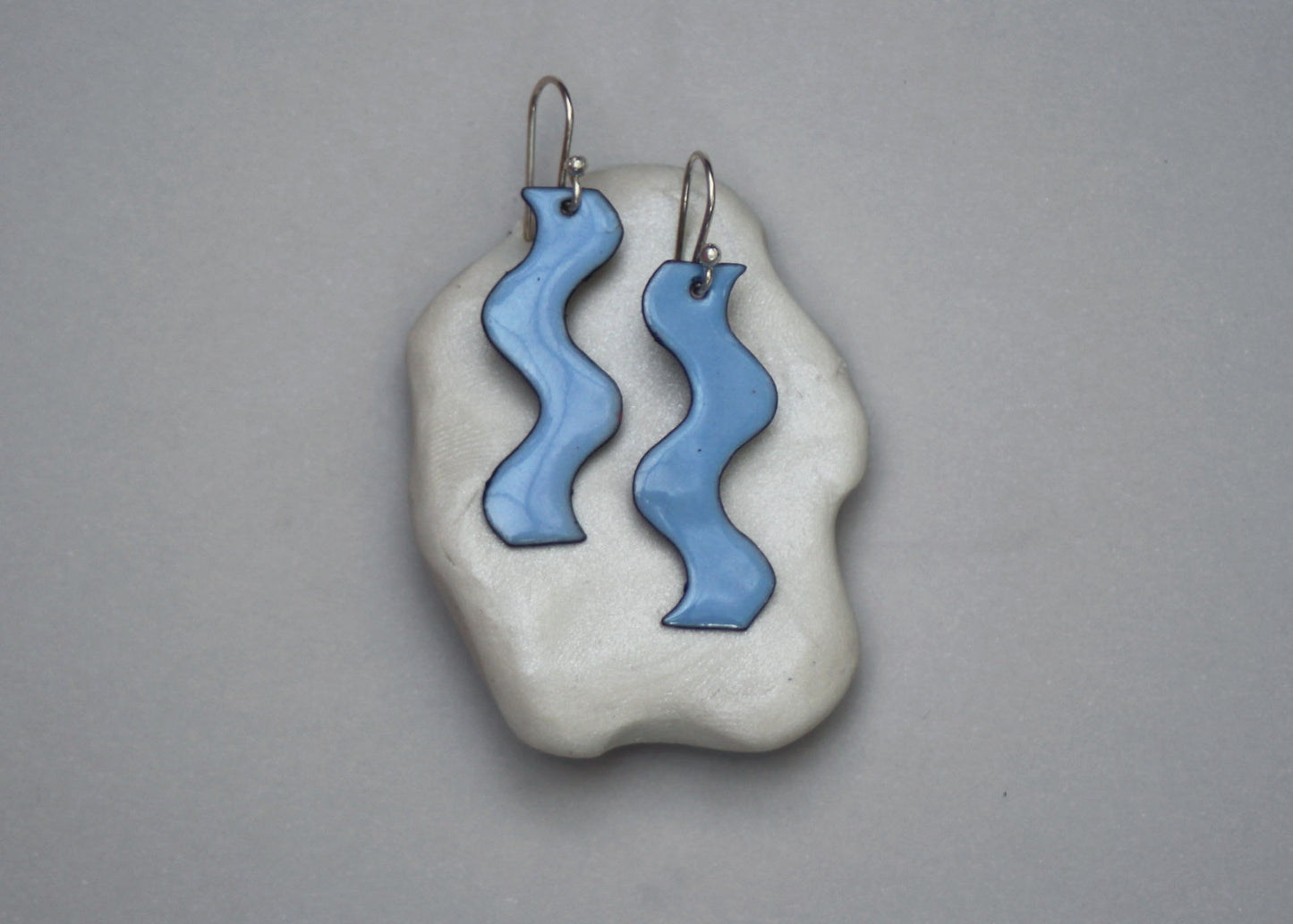 Shimmy Copper Enamel Earrings in Sky Blue