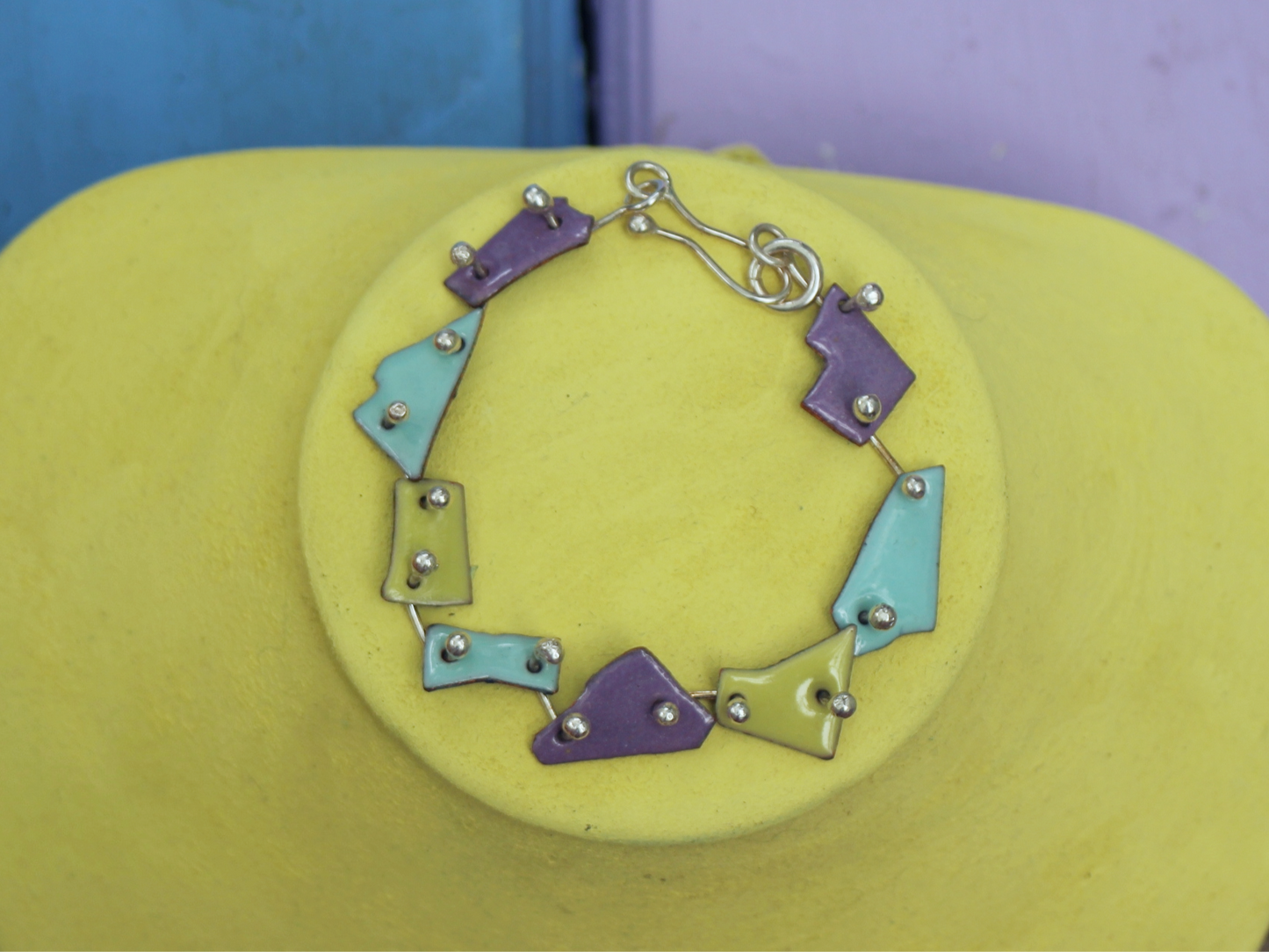 Tessera Copper Enamel Bracelet in Neon