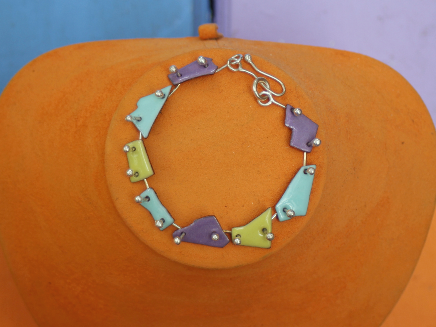 Tessera Copper Enamel Bracelet in Neon