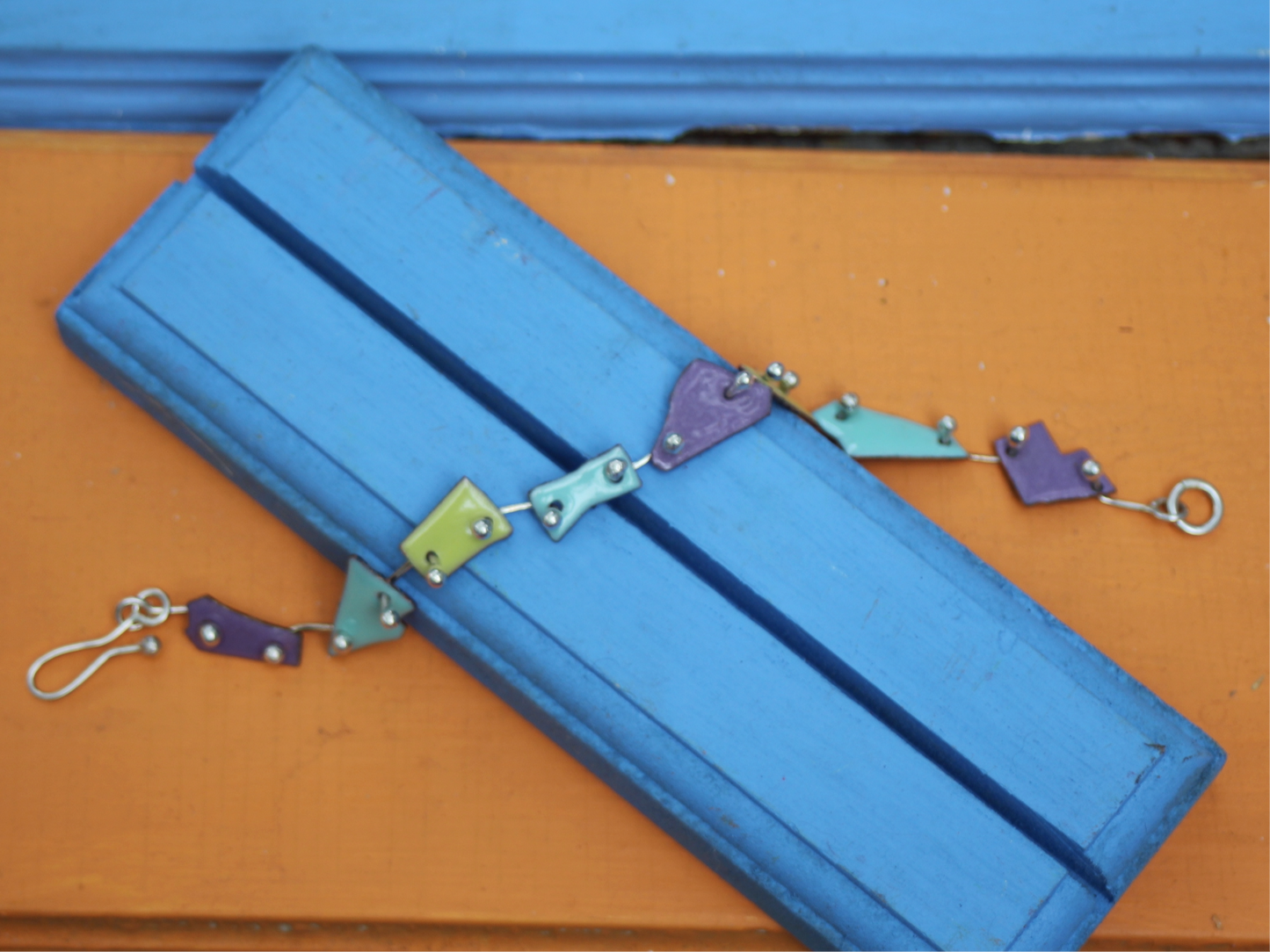 Tessera Copper Enamel Bracelet in Neon